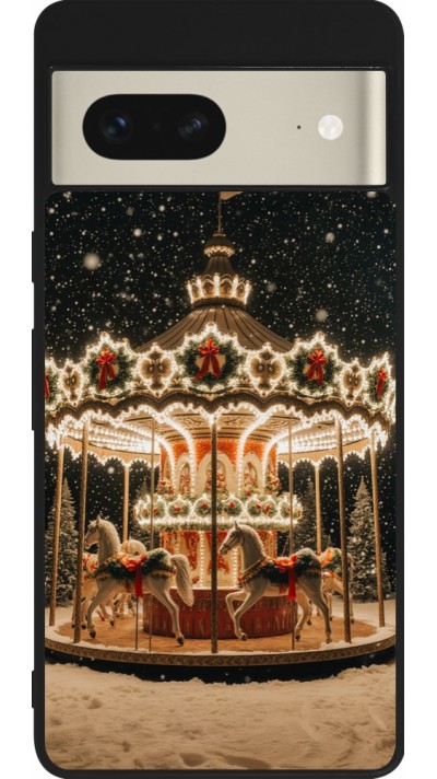 Coque Google Pixel 7 - Silicone rigide noir Christmas 25 Carousel