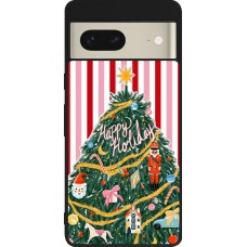 Coque Google Pixel 7 - Silicone rigide noir Christmas 25 Happy Holiday