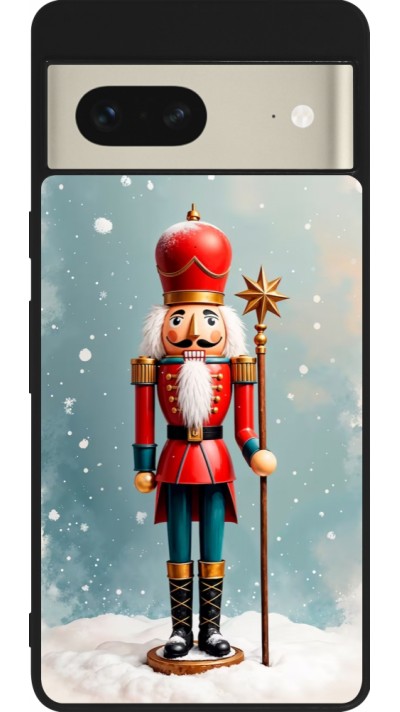 Coque Google Pixel 7 - Silicone rigide noir Christmas 25 Nutcracker Snow