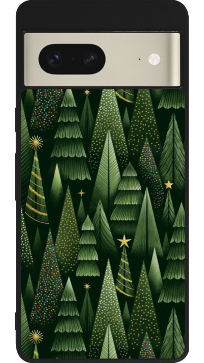 Coque Google Pixel 7 - Silicone rigide noir Christmas 25 Pattern Xmas Tree