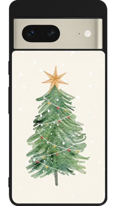 Coque Google Pixel 7 - Silicone rigide noir Christmas 25 Sketch Tree