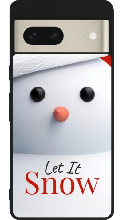Coque Google Pixel 7 - Silicone rigide noir Christmas 25 Xmas Snowman