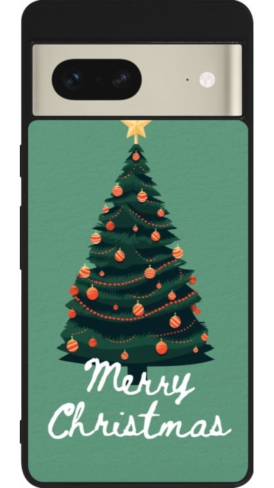 Coque Google Pixel 7 - Silicone rigide noir Christmas 25 Xmas Tree