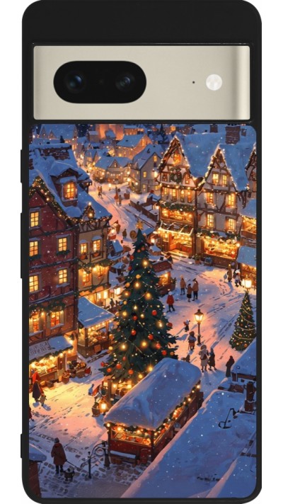Coque Google Pixel 7 - Silicone rigide noir Christmas 25 Xmas Village