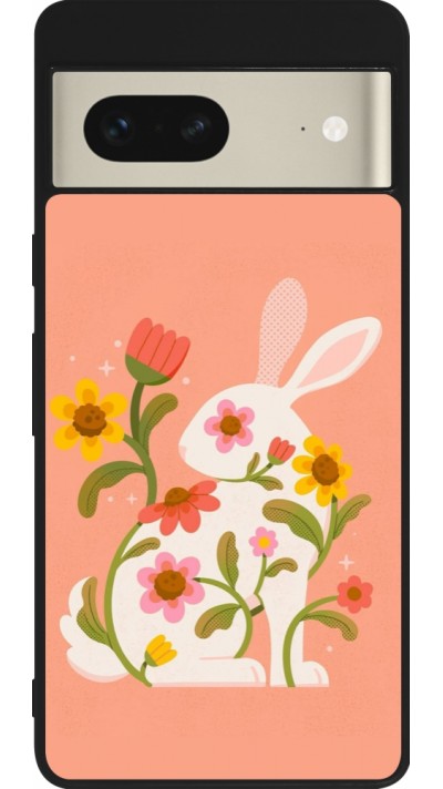 Coque Google Pixel 7 - Silicone rigide noir Easter 2026 Rabbit collage