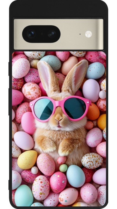 Coque Google Pixel 7 - Silicone rigide noir Easter 2026 Rabbit fun