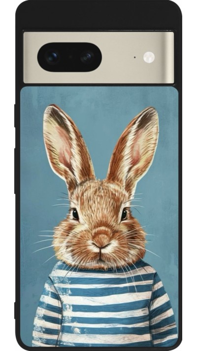 Coque Google Pixel 7 - Silicone rigide noir Easter 2026 Rabbit navy