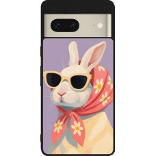 Coque Google Pixel 7 - Silicone rigide noir Easter 2026 Rabbit with scarf