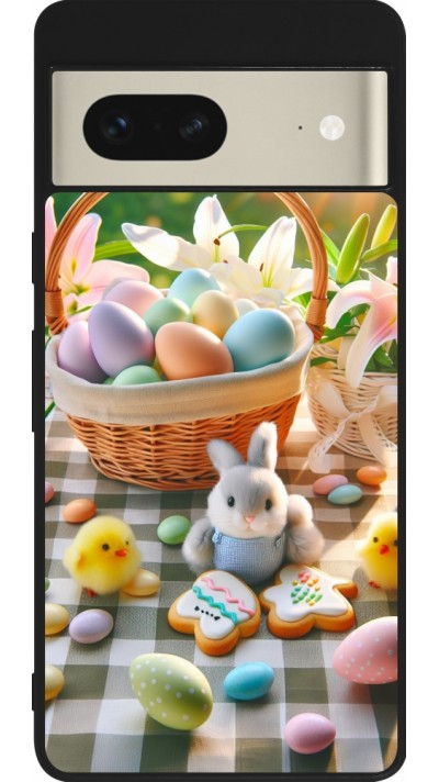 Google Pixel 7 Case Hülle - Silikon schwarz Ostern 2025 Osterkorb