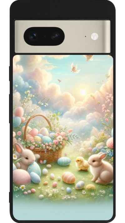 Google Pixel 7 Case Hülle - Silikon schwarz Ostern 2025 Pastell Ostern