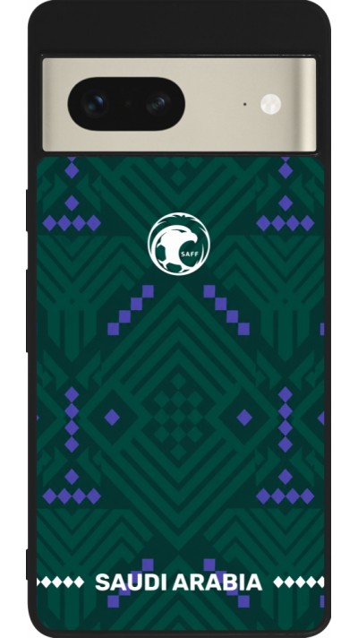 Coque Google Pixel 7 - Silicone rigide noir Maillot de football Arabie saoudite 2026 personnalisable