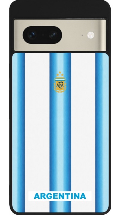 Coque Google Pixel 7 - Silicone rigide noir Maillot de football Argentine 2026 personnalisable