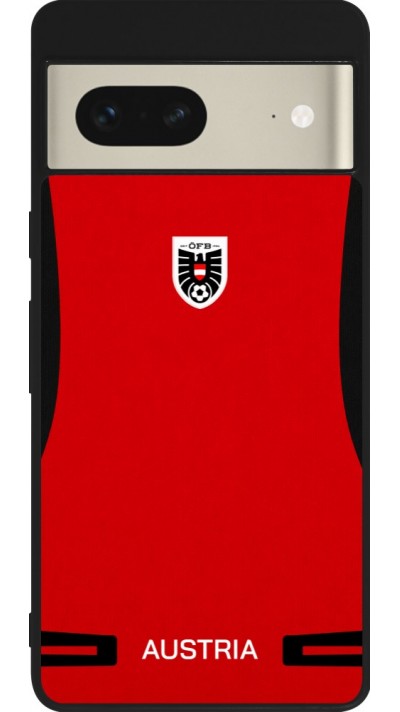 Coque Google Pixel 7 - Silicone rigide noir Maillot de football Autriche 2026 personnalisable
