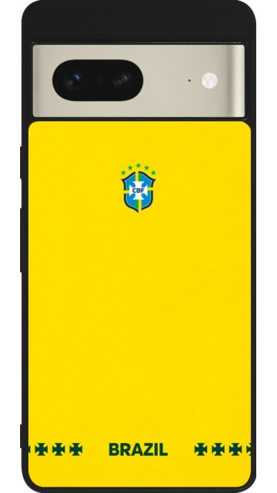 Coque Google Pixel 7 - Silicone rigide noir Maillot de football Bresil 2026 personnalisable