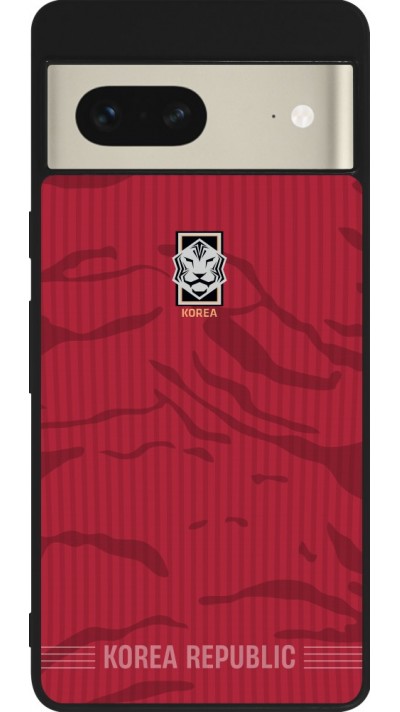 Coque Google Pixel 7 - Silicone rigide noir Maillot de football Corée du Sud 2026 personnalisable