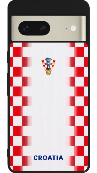 Coque Google Pixel 7 - Silicone rigide noir Maillot de football Croatie 2026 personnalisable