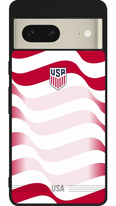 Coque Google Pixel 7 - Silicone rigide noir Maillot de football États-Unis 2026 personnalisable