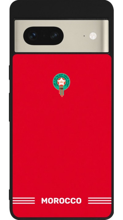 Coque Google Pixel 7 - Silicone rigide noir Maillot de football Maroc 2026 personnalisable