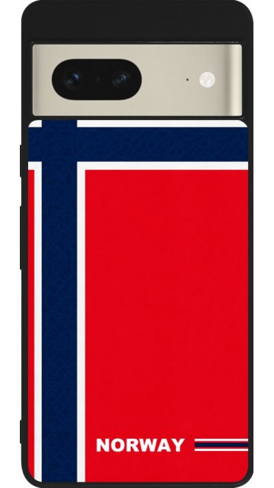 Coque Google Pixel 7 - Silicone rigide noir Maillot de football Norvège 2026 personnalisable