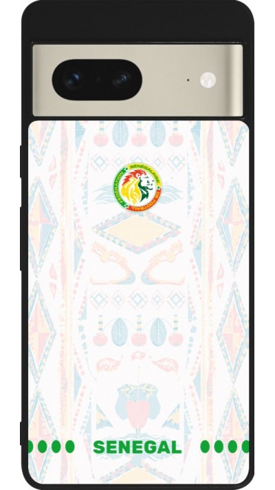 Coque Google Pixel 7 - Silicone rigide noir Maillot de football Sénégal 2026 personnalisable