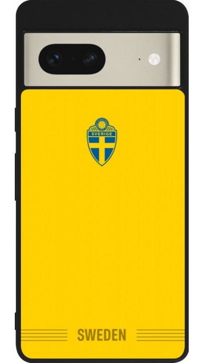 Coque Google Pixel 7 - Silicone rigide noir Maillot de football Suède 2026 personnalisable