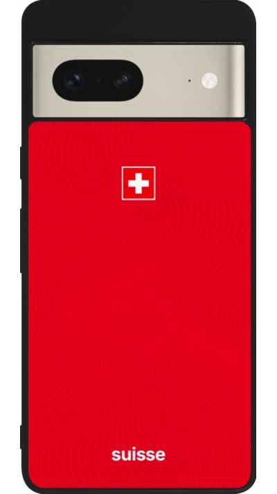 Coque Google Pixel 7 - Silicone rigide noir Maillot de football Suisse 2026 personnalisable