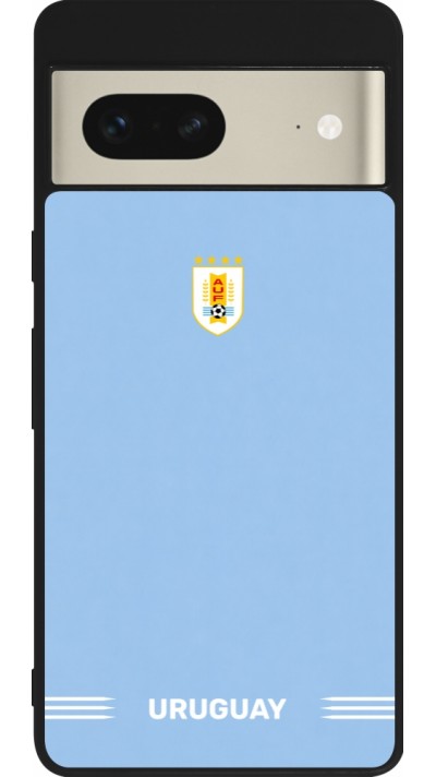 Coque Google Pixel 7 - Silicone rigide noir Maillot de football Uruguay 2026 personnalisable