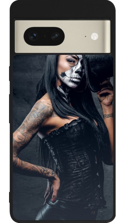 Coque Google Pixel 7 - Silicone rigide noir Halloween 22 Tattooed Girl