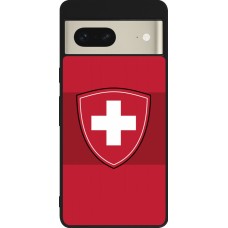 Coque Google Pixel 7 - Silicone rigide noir Hockey World Championship Ecusson Suisse
