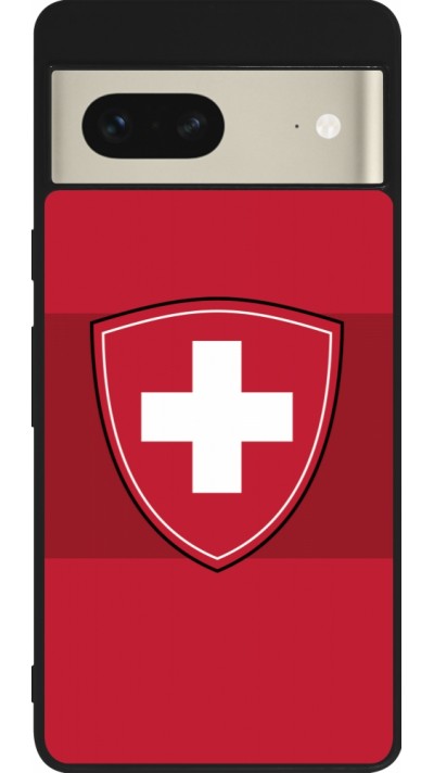 Coque Google Pixel 7 - Silicone rigide noir Hockey World Championship Ecusson Suisse