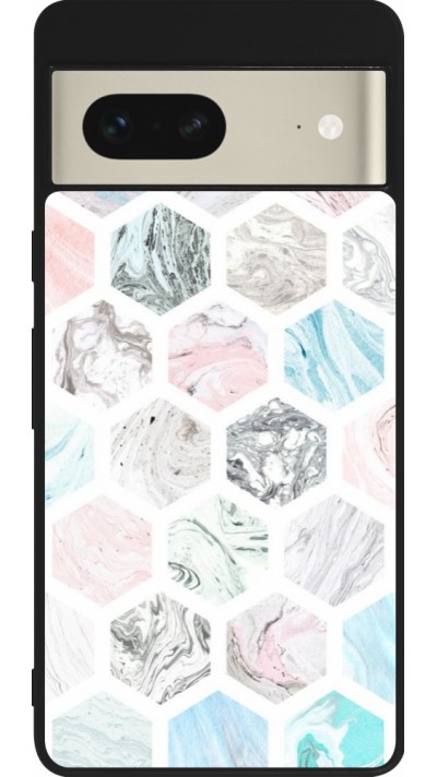 Coque Google Pixel 7 - Silicone rigide noir Marble Everything