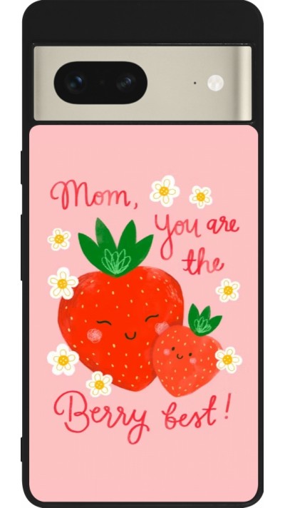 Coque Google Pixel 7 - Silicone rigide noir Mom 2026 Berry best