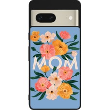 Coque Google Pixel 7 - Silicone rigide noir Mom 2026 Flowers