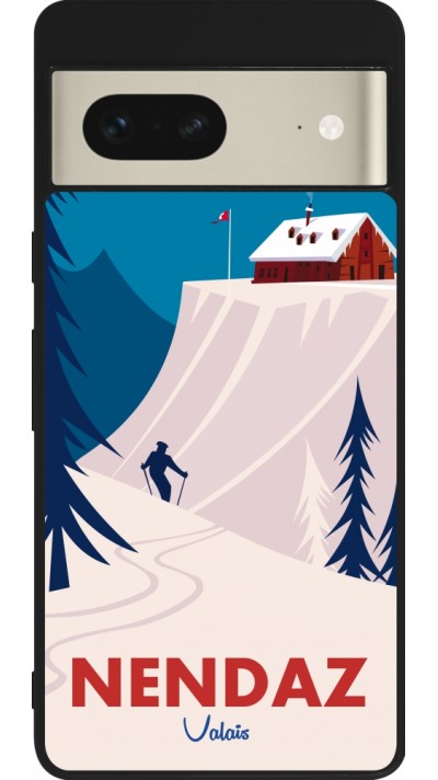 Google Pixel 7 Case Hülle - Silikon schwarz Nendaz Cabane Ski