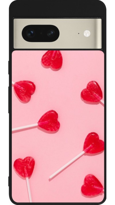 Coque Google Pixel 7 - Silicone rigide noir Saint Valentines Day 26 Lollipop