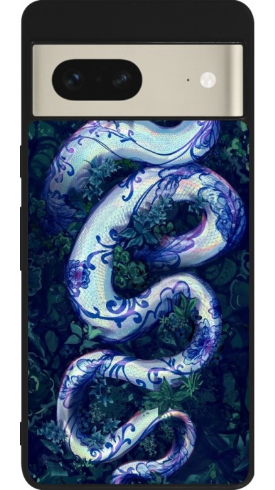 Google Pixel 7 Case Hülle - Silikon schwarz Snake Blue Anaconda