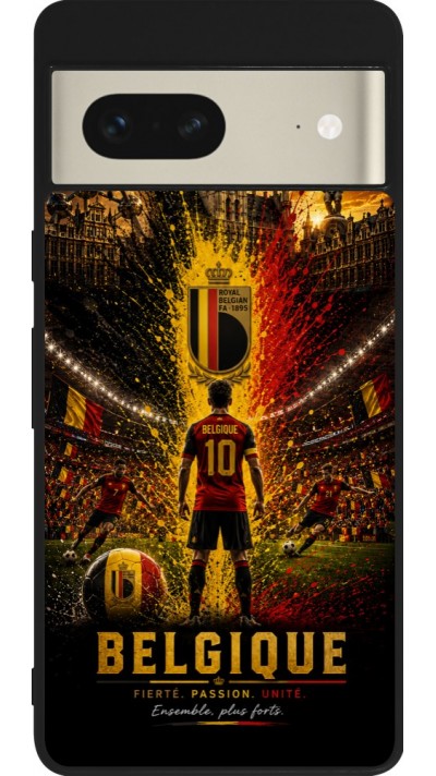Coque Google Pixel 7 - Silicone rigide noir Football Belgique splash 2026
