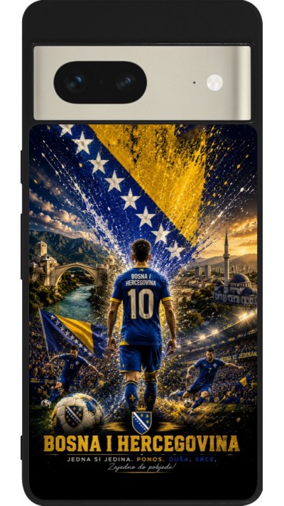 Coque Google Pixel 7 - Silicone rigide noir Football Bosnie-Herzégovine splash 2026