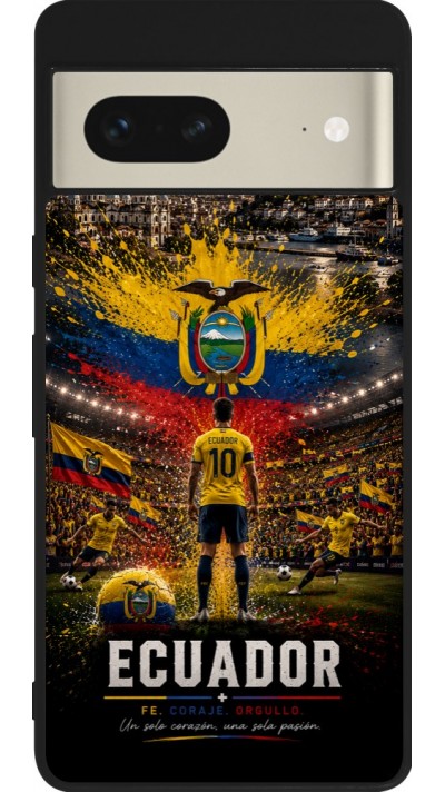 Coque Google Pixel 7 - Silicone rigide noir Football Équateur splash 2026