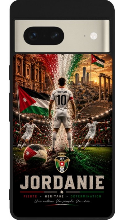 Coque Google Pixel 7 - Silicone rigide noir Football Jordanie splash 2026