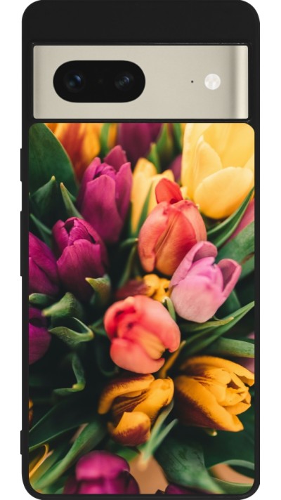 Coque Google Pixel 7 - Silicone rigide noir Bouquet of tulips 2026