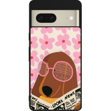 Coque Google Pixel 7 - Silicone rigide noir Dog with newspaper 2026
