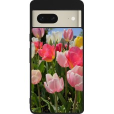 Coque Google Pixel 7 - Silicone rigide noir Tulips 2026