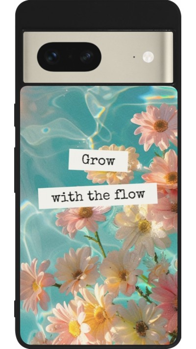 Coque Google Pixel 7 - Silicone rigide noir Summer 2025 Grow with the flow