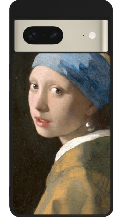 Coque Google Pixel 7 - Silicone rigide noir Tableau art - La Jeune fille à la perle - Johannes Vermeer