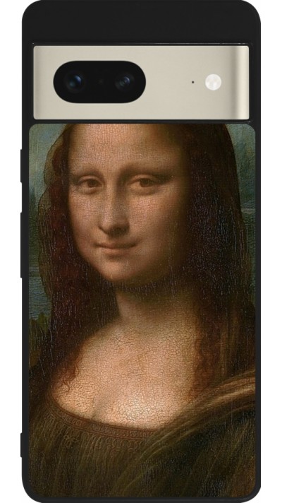 Coque Google Pixel 7 - Silicone rigide noir Tableau art - La Joconde - Léonard de Vinci