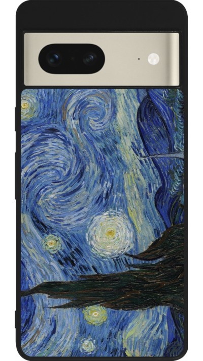 Coque Google Pixel 7 - Silicone rigide noir Tableau art - La Nuit étoilée - Van Gogh