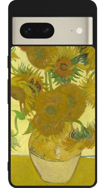 Coque Google Pixel 7 - Silicone rigide noir Tableau art - Les Tournesols - Van Gogh