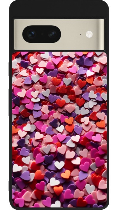 Coque Google Pixel 7 - Silicone rigide noir Valentine 2025 Confetti