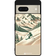 Coque Google Pixel 7 - Silicone rigide noir Vintage Ski Mountain
